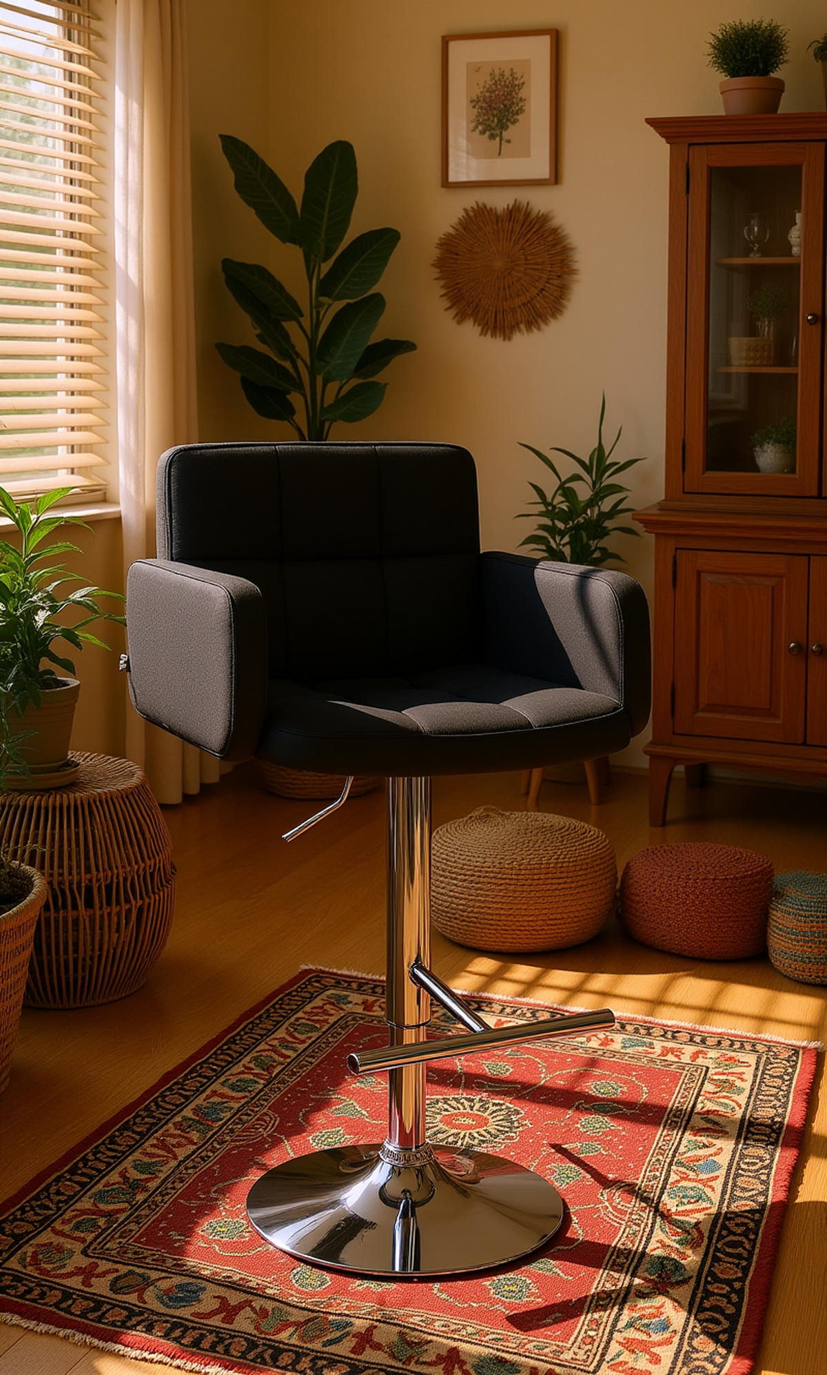 BARHOCKER Lausanne Samt chrom schwarz - Chromfarben/Schwarz, Textil/Metall (60/113/56cm) - TPFLiving
