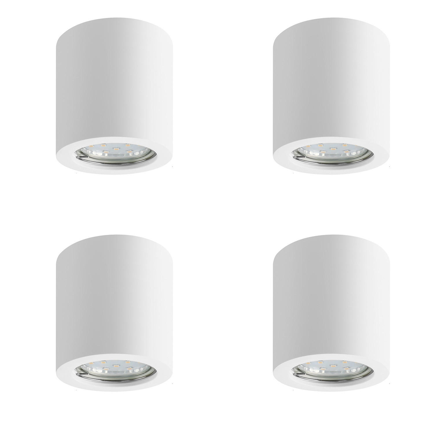 DECKENLEUCHTE Mansfield (4er-Set) 7.5/7/7 cm - Weiß, Naturmaterialien (7/7.5/7cm) - Nettlife