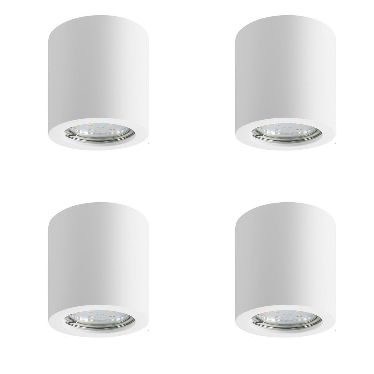 DECKENLEUCHTE Mansfield (4er-Set) 7.5/7/7 cm - Weiß, Naturmaterialien (7/7.5/7cm) - Nettlife