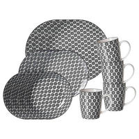 KOMBISERVICE Takeo Circles schwarz-weiß 16er Set - Schwarz/Weiß, Keramik (2/2/2cm) - Ritzenhoff Breker