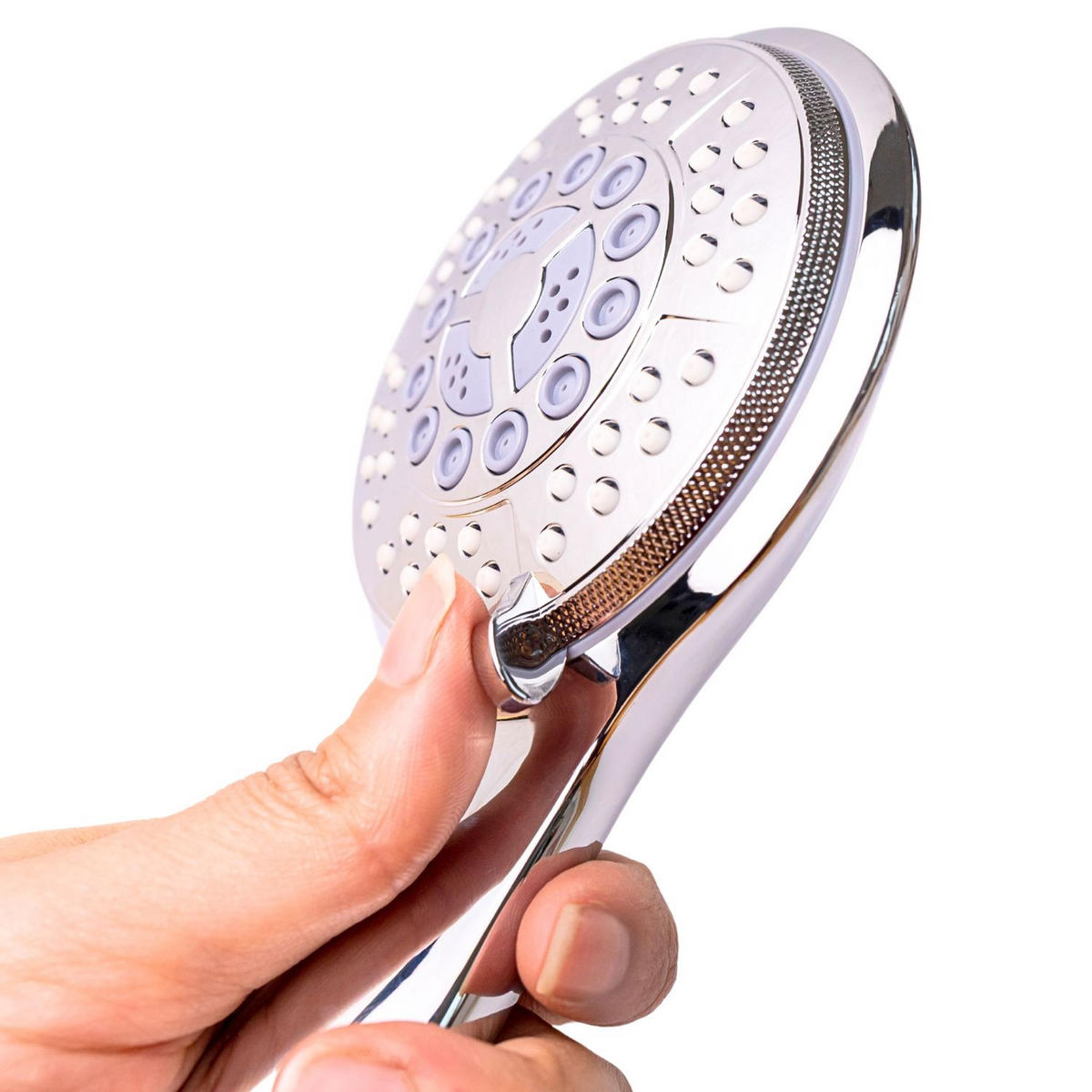 DUSCHKOPF Handbrause mit 5 Funktionen 24.5/10/4 cm - Silberfarben, Kunststoff (10/4/24.5cm) - Intirilife