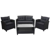 XXL POLY-RATTAN GARNITUR 4-TLG Anthrazit - Anthrazit, Kunststoff - MCW