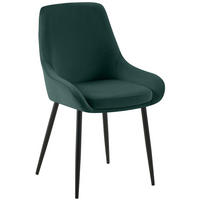 STUHL Samt Grün - Schwarz/Grün, Textil (50/86/53cm) - CLP