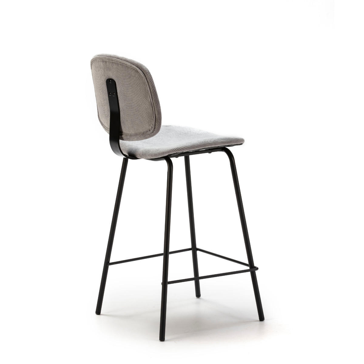 HOCKERN (Set aus 2) aus cordstoff mit schwarzen metallbeinen - arus 44/50/65 cm - Hellgrau, Textil (50/65/44cm) - Calicosy