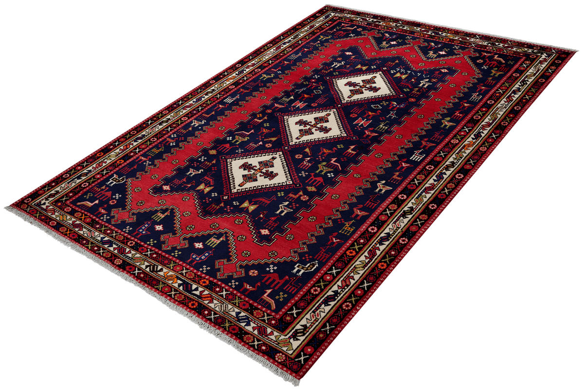 ORIENTTEPPICH handgeknüpft Afshar Blau 243/166 cm Schurwolle - Blau, Textil (166/243cm) - Looma