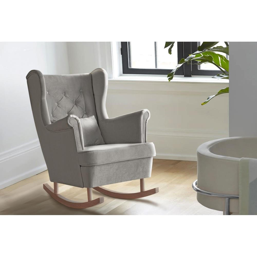 SCHAUKELSTUHL Fabio beige mit Buchenbeinen - Beige/Buchefarben, Textil (82/103/108cm) - Beautysofa
