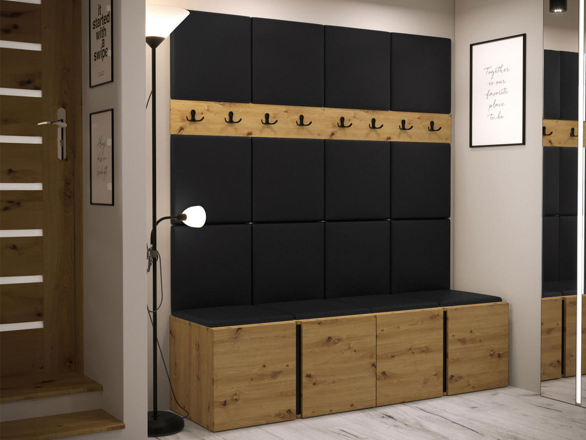 GARDEROBEN-SET Orion V - Schwarz/Eiche Artisan, Holzwerkstoff/Kunststoff (168/186/46cm) - MIRJAN24