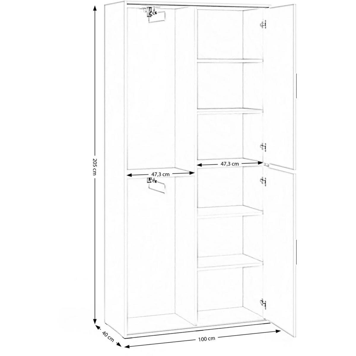 SCHWEBETÜRENSCHRANK Lano 100/205/40 cm 2-türig weiß - Weiß, Holzwerkstoff (100/205/40cm) - Beautysofa