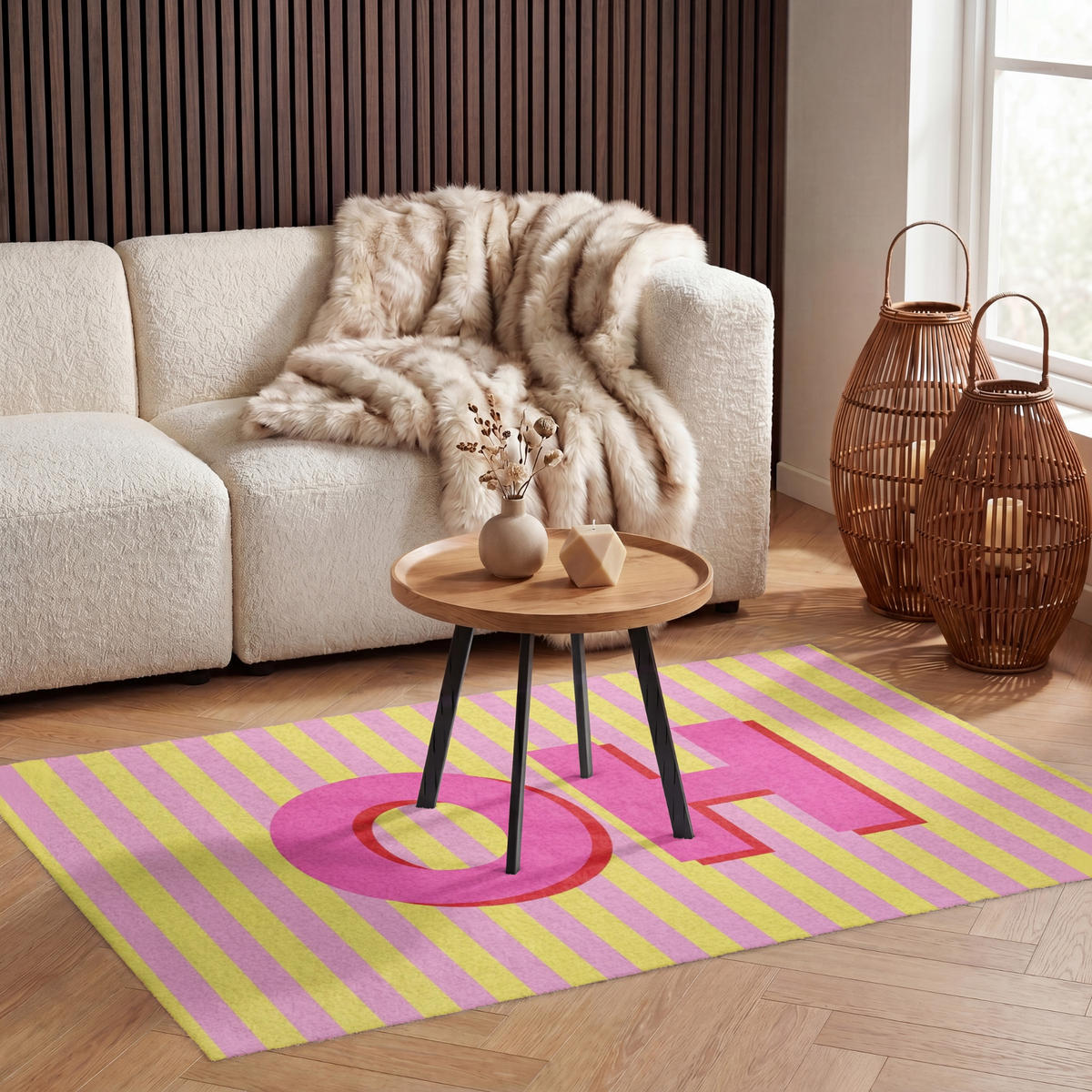 TEPPICH - Text - Streifen - Rosa - 120x80 cm - Pink, Kunststoff/Textil (120/0.4cm) - OnlyWow
