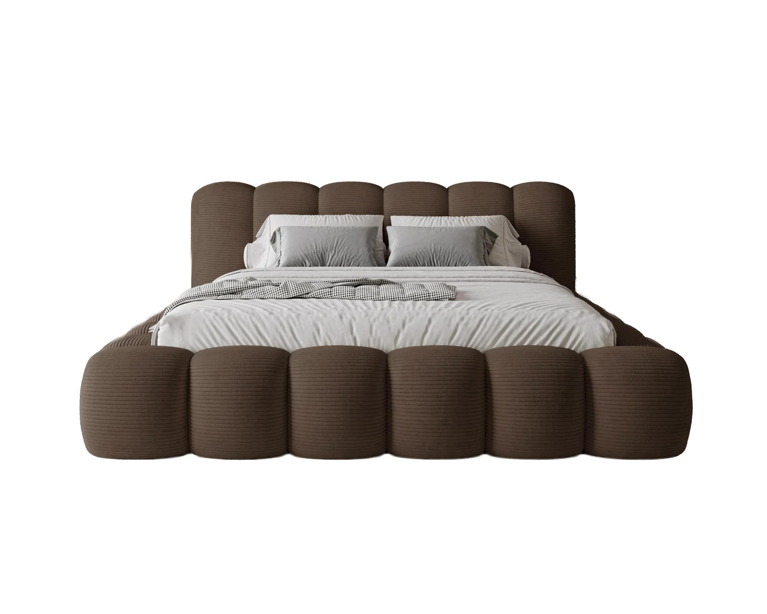POLSTERBETT Stone 160x200 cm mit Bettkasten, Lattenrost und Kopfteil - Holzrahmen, Cord Braun - Braun, Holz/Textil (160/200cm) - Chilly