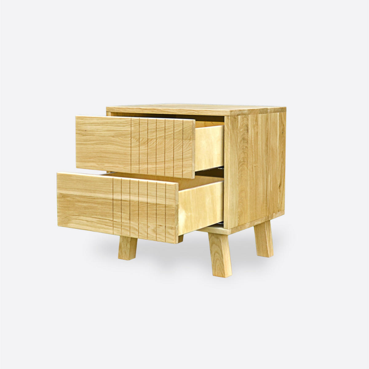 EICHEN-NACHTTISCH mit Schubladen für das Schlafzimmer NESS - Eichefarben, Holz (50/55/40cm) - Rawood Furniture