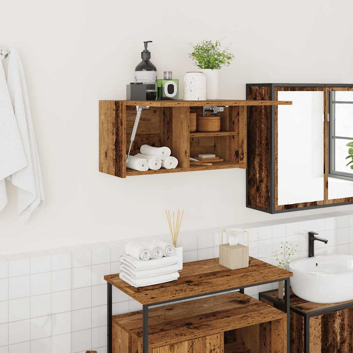 BAD-WANDSCHRANK Altholz-Optik 60/25/30 Cm Holzwerkstoff - Dunkelbraun, Holzwerkstoff (25/30/60cm) - vidaXL