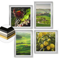 WANDBILDER 4er Set - 50x50 cm & 40x60 cm Silberner Rahmen - Italienische Landschaften, Zitrushügel - Silberfarben, Kunststoff (50/50cm) - ArtPrintCave