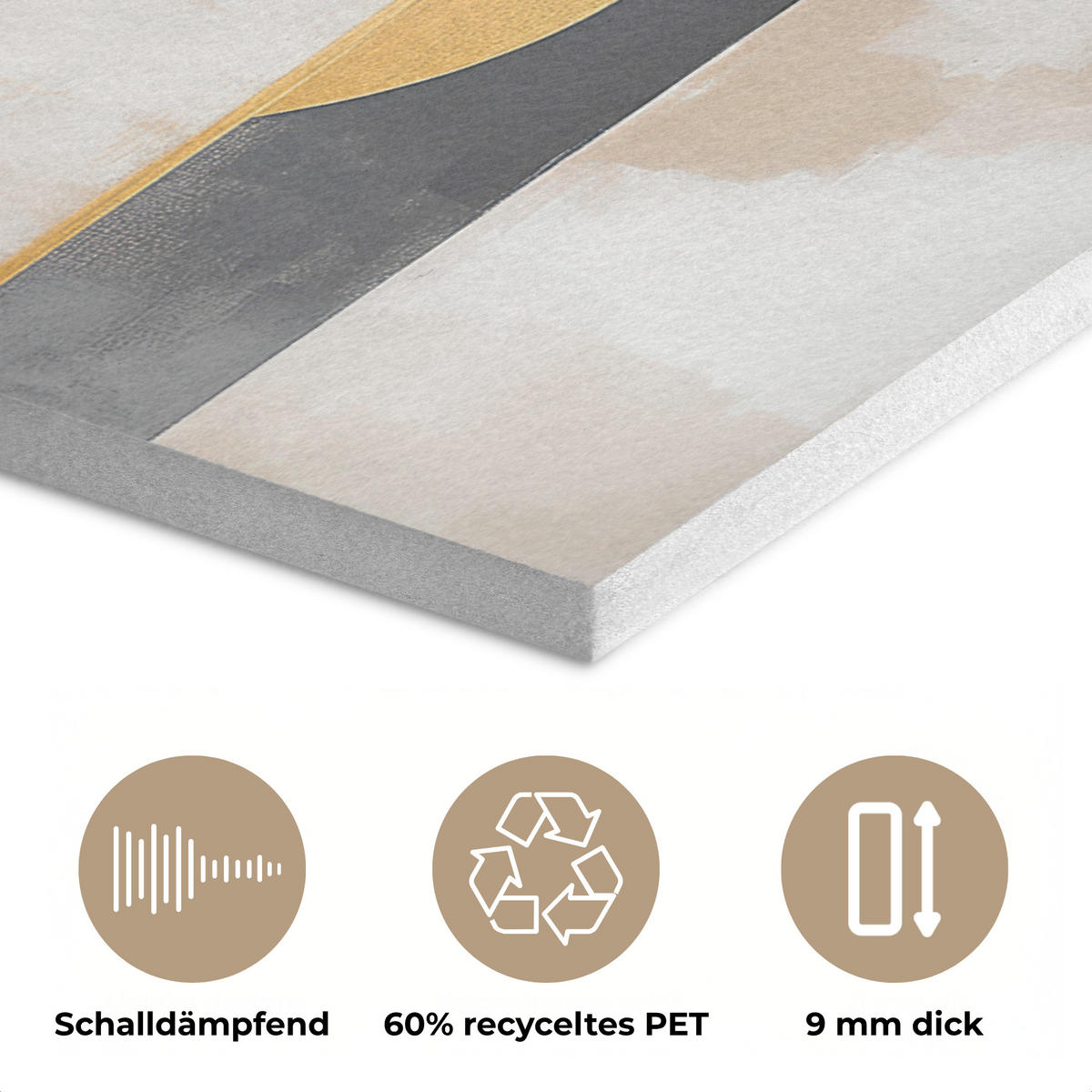 AKUSTIKPANEEL Abstrakt - Gold - Silber - Formen - Ästhetisch - Modern 100x70 cm - Goldfarben, Textil (100/0.9/70cm) - MuchoWow