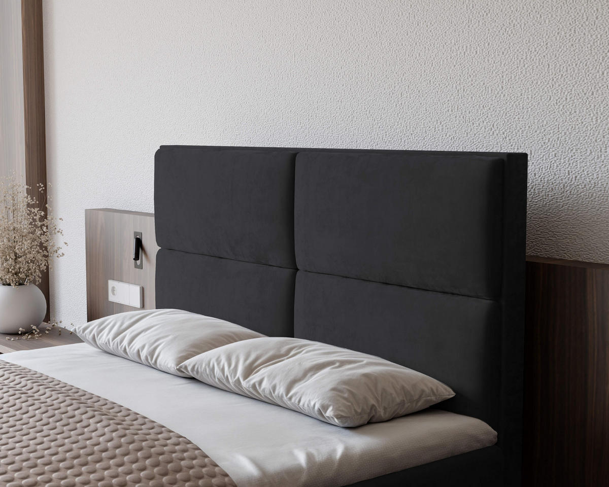 BOXBETT 120x200 cm mit Topper - Dunkelgrau, Holzwerkstoff/Textil (120/200cm) - Idohome