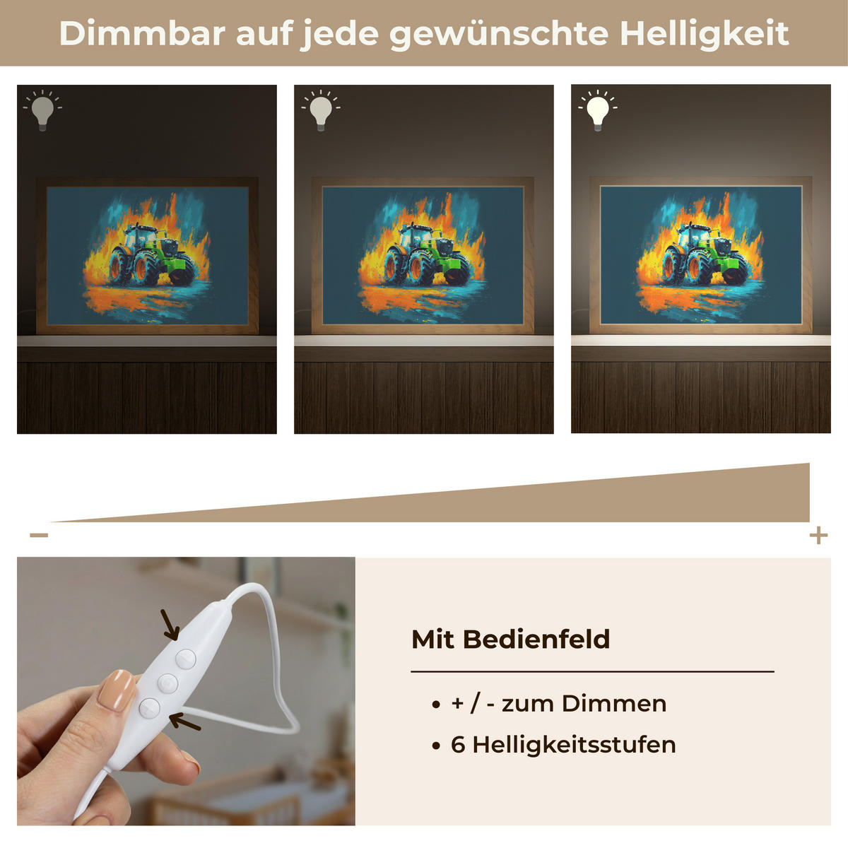 NACHTTISCHLAMPE Abstrakt - Traktor - Grün 30x20 cm - Dunkelblau, Holzwerkstoff (8/30/20cm)