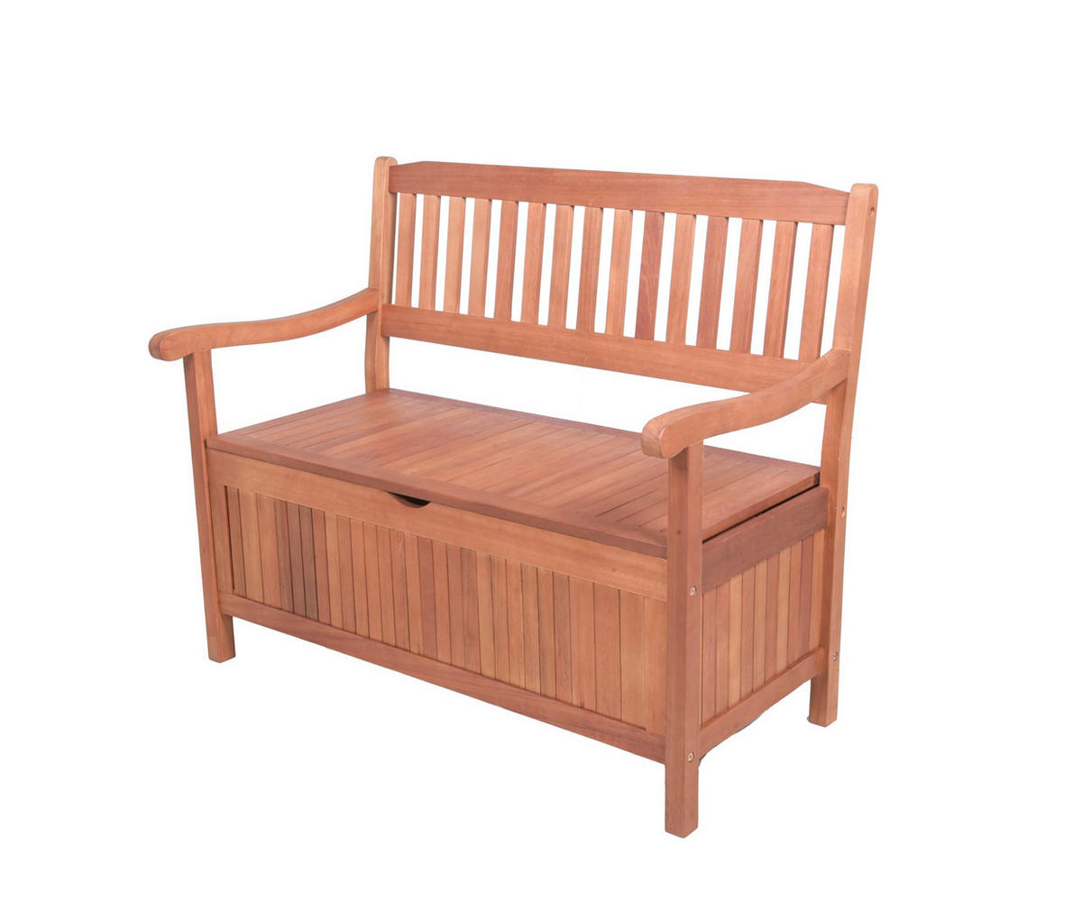 GARTENBANK Rennes 2-Sitzer mit Staufach Terrassenbank - Braun, Holz (107/90/59cm) - DELUKE