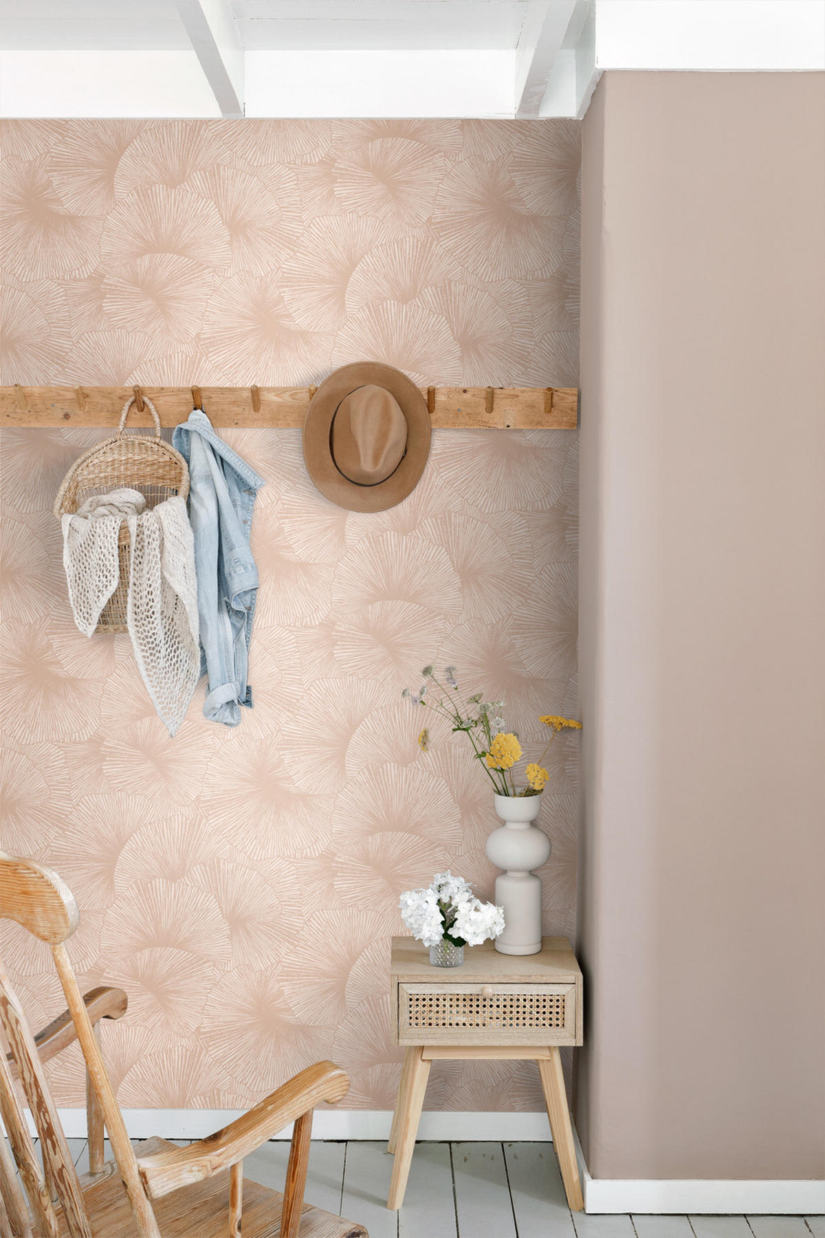 TAPETE 3D Muster Blätter 53 cm x 10.05 m - Pink, Papier (53/1000cm) - ESTAhome