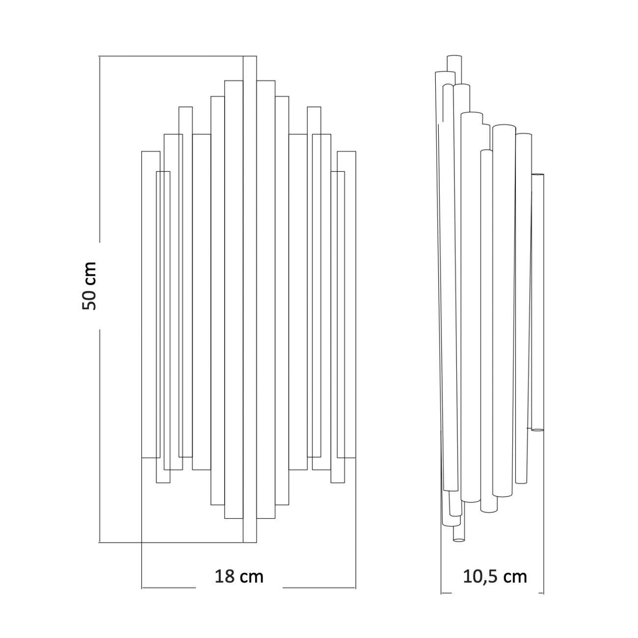 WANDLEUCHTE Rosela, Gold / Messing, 50cm - Goldfarben, Metall (10/50/18cm) - KOSILUM
