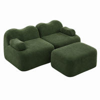 SOFA modular 2-Sitzer mit Ottomane Samt Green - Grün, Textil (167/192cm) - Meubliv