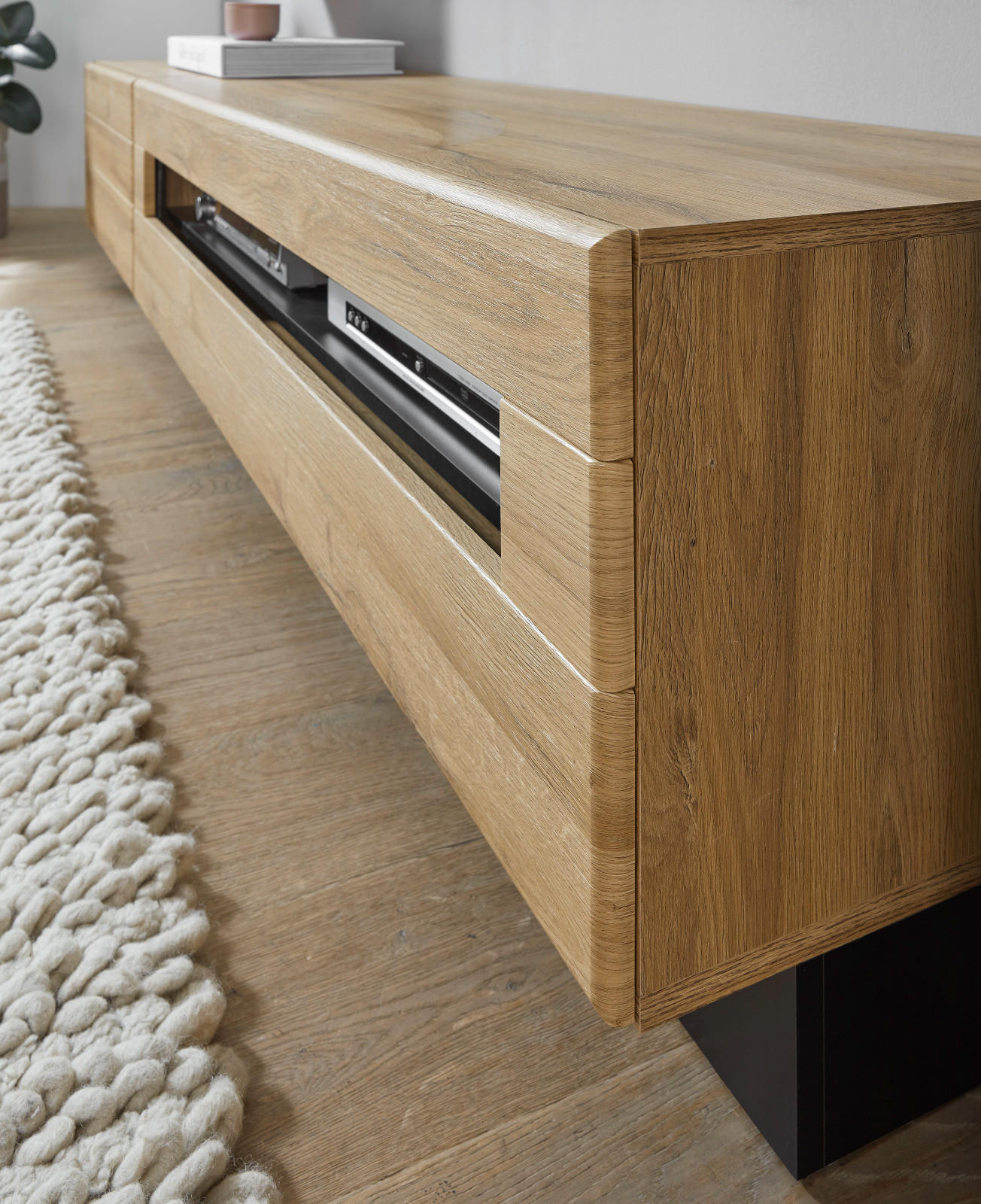 Thumbnail - Furn.Design Wohnwand, Schwarz Hochglanz, Eiche, Holzwerkstoff, Nachbildung,Eiche, 340x200x48 cm, FSC 100%, Wohnzimmer, W...