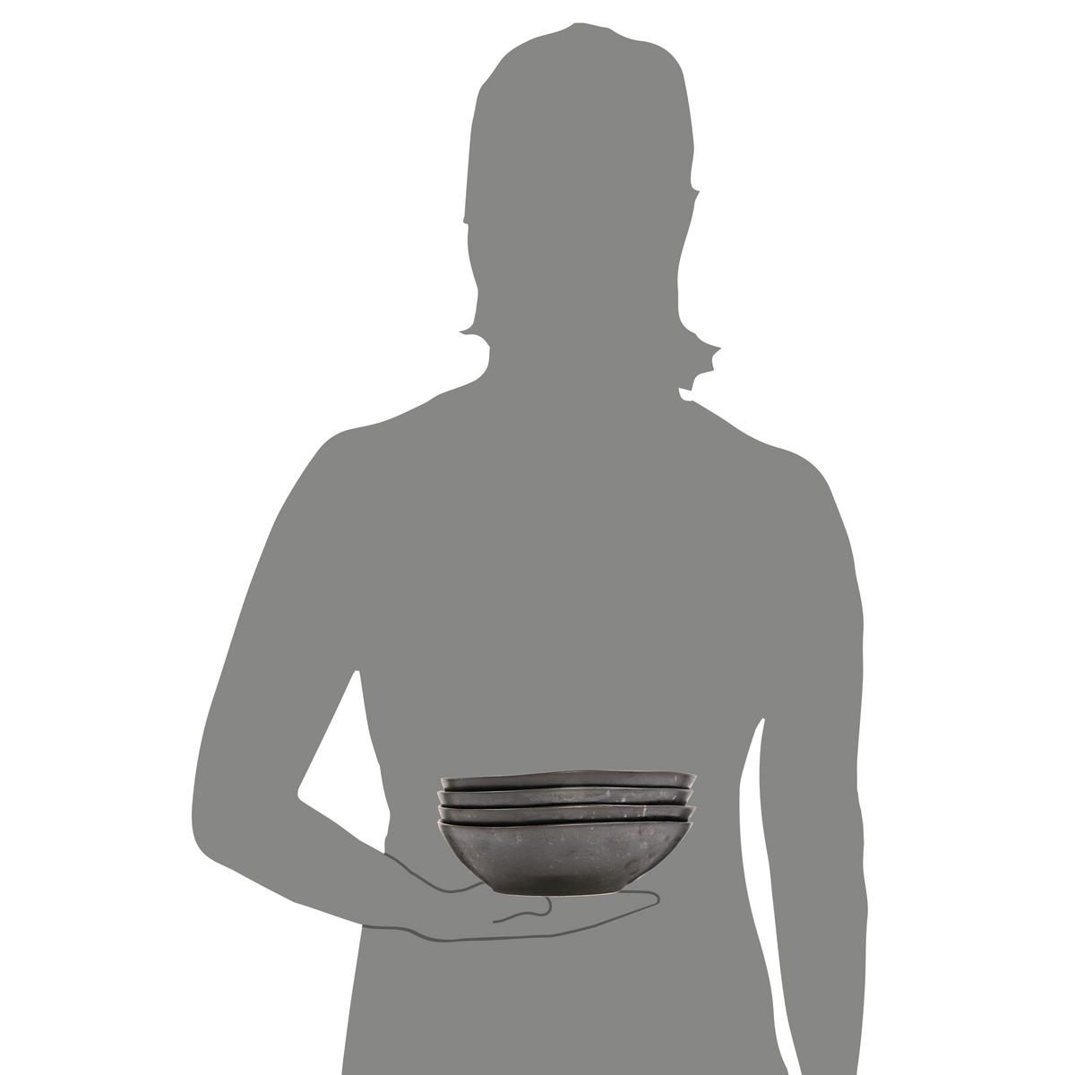 PASTATELLER SET TOMBEY - 4 teilig aus Steingut - Dunkelgrau, Keramik (24.2cm) - Sänger