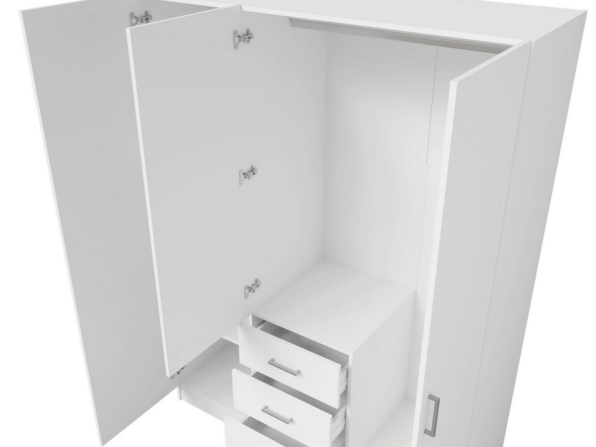 KLEIDERSCHRANK Weiß 151/201/58 - Weiß, Holzwerkstoff (151/201/58cm) - RAUMHIRSCH FURNITURE