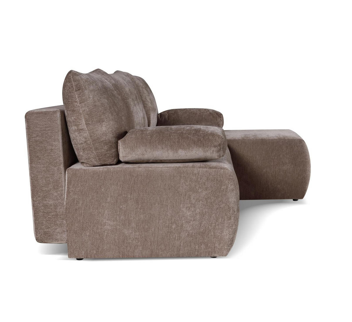 ECKSOFA mit Schlaffunktion LOFER - Chenille-Stoff Taupe - Rechtsseitig - Taupe, Textil (206/155cm) - Bettso
