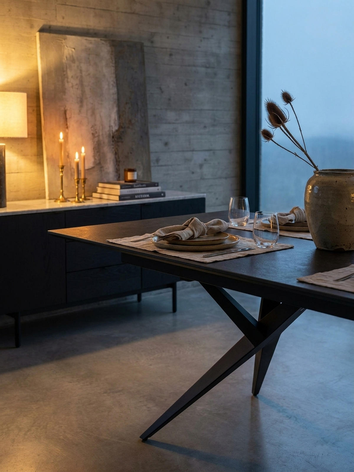 ESSTISCH Ausziehbar Keramik Glas Marmoroptik Groß, Schwarz 180x95x76 cm - Schwarz, Keramik/Metall (95/180/76cm) - KADIMA DESIGN