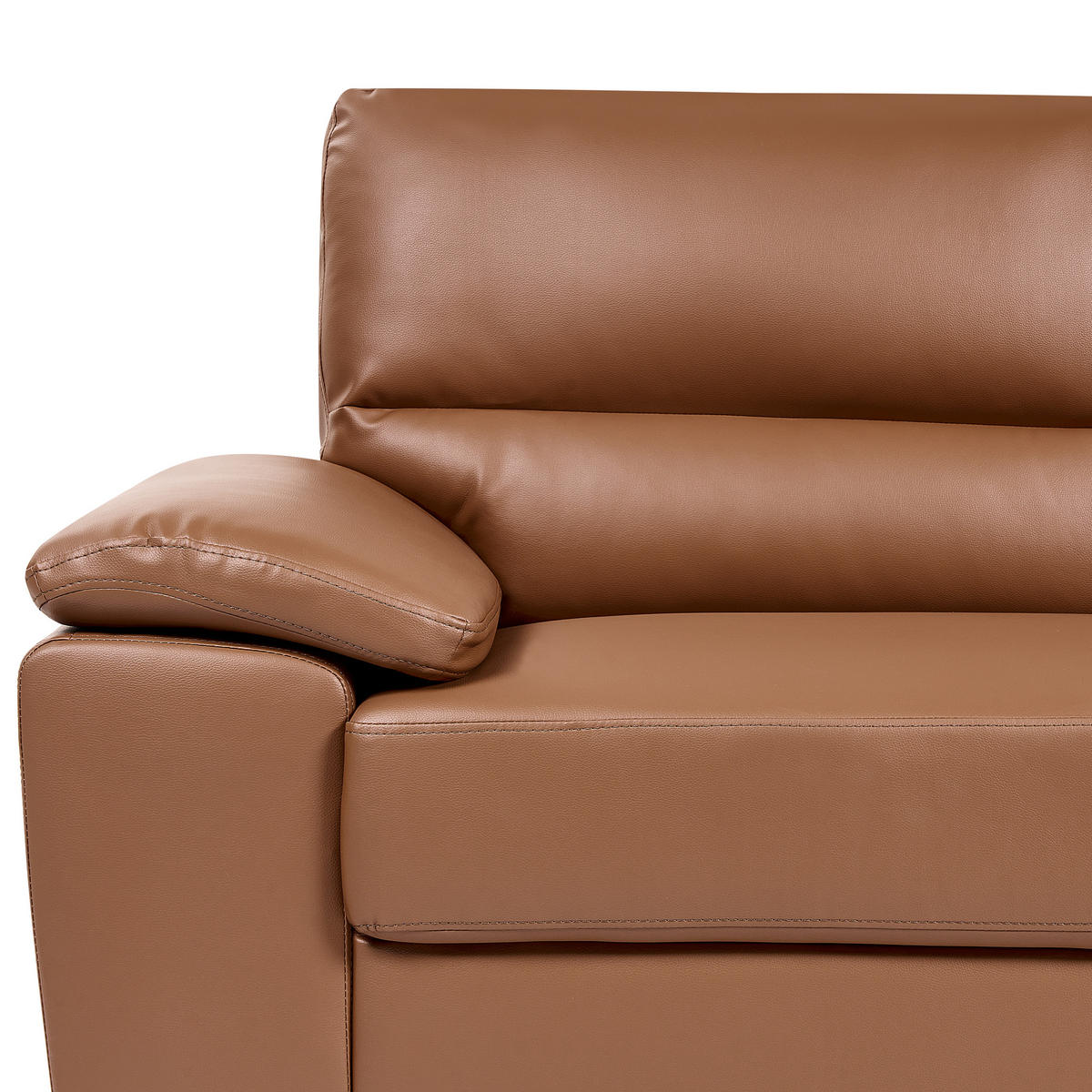 3-SITZER-SOFA Kunstleder goldbraun Vogar - Braun, Kunststoff (195/90/74cm) - Beliani