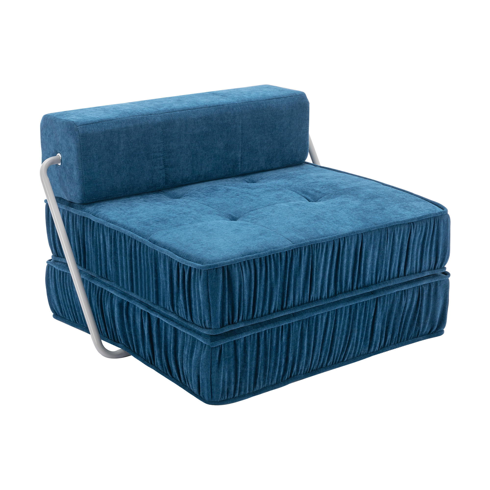 SCHLAFSESSEL DE-34989 2-in-1 mit Bettfunktion Blau - Blau, Metall (92/64/92cm) - ComfortXL
