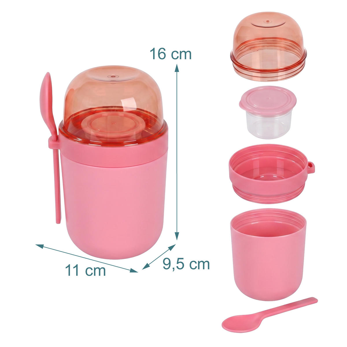 MÜSLIBECHER Pink 4er-Set auslaufsicher - Pink, Kunststoff - Relaxdays