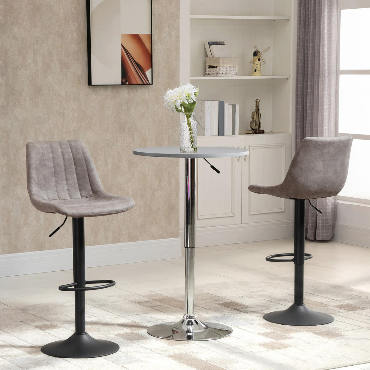 BARHOCKER 2er-Set Grau 46.5/43.0/110.0 cm - Grau, Textil (43/110/46.5cm)