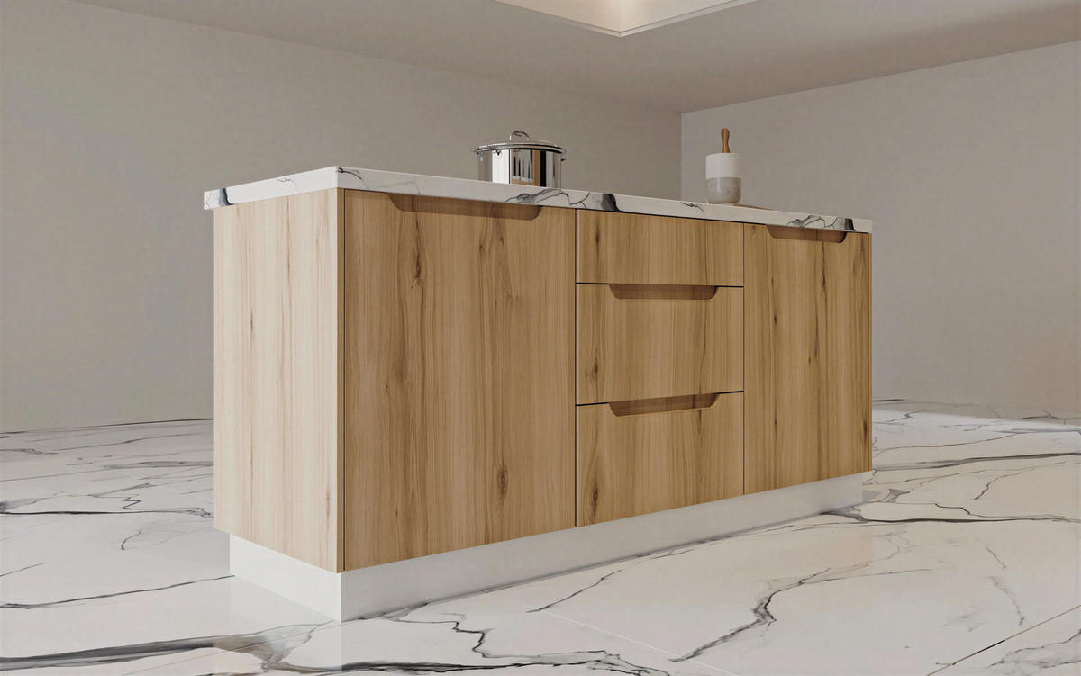 KÜCHENZEILE KS23-G380 - Zivora - Moderne Optik mit durchdachter Funktion - Eichefarben, Holz (380/213.3/56cm) - ROYAL24_MARKT