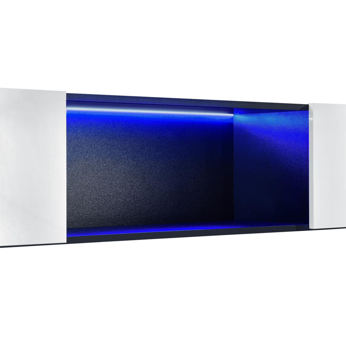 HÄNGELOWBOARD Thabong - Weiß Hochglanz/Schwarz, Holzwerkstoff (150/30/30cm) - [en.casa]