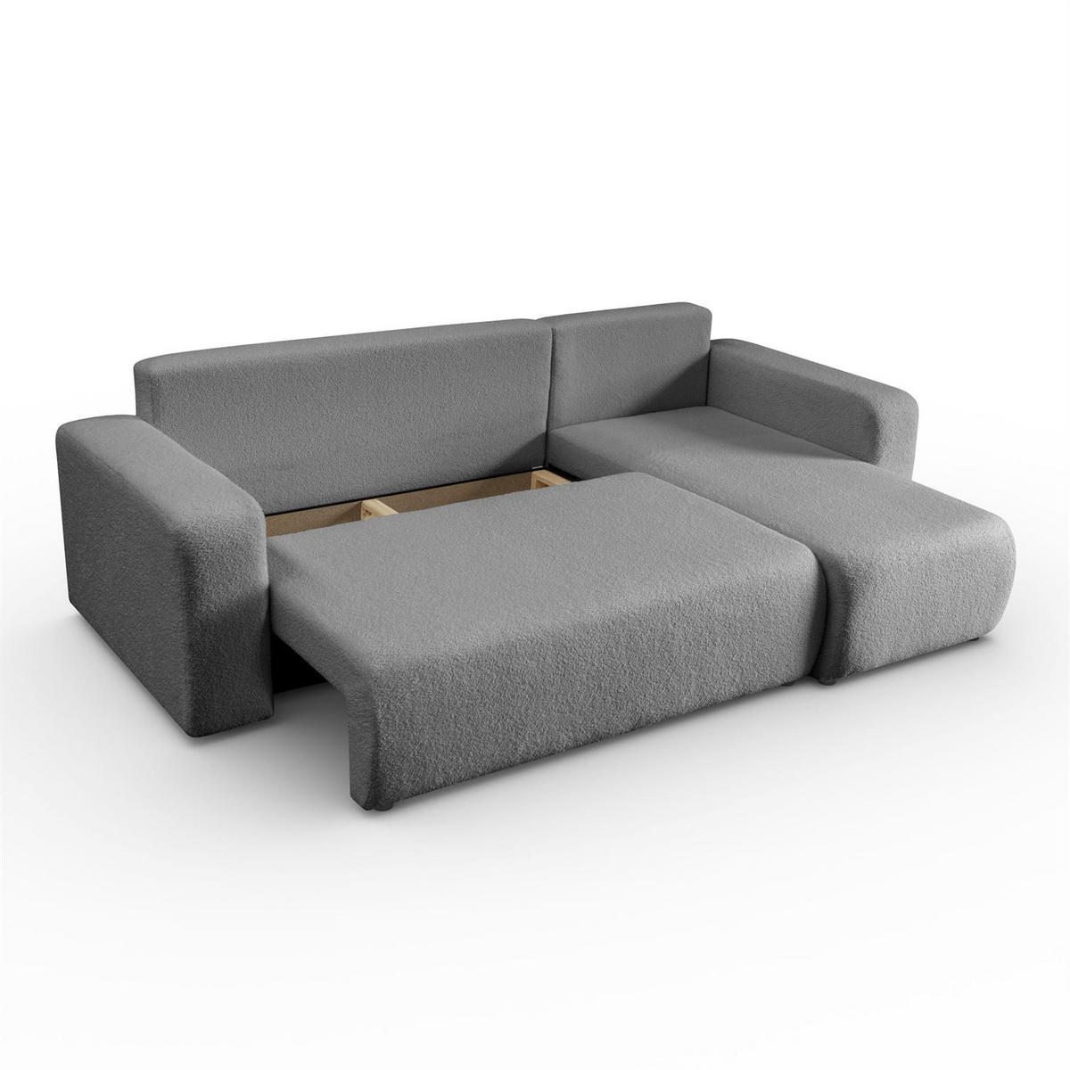 ECKSOFA VESPO L mit Schlaffunktion und Bettkasten - Graphitfarben, Textil (247/143cm) - Lookway