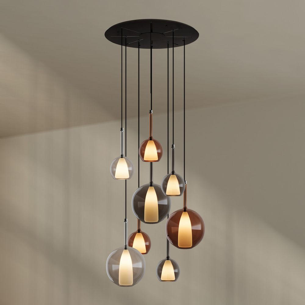 GALERIELEUCHTE Belluna 8-flammig Mehrfarbig Ø 14/24cm - Multicolor, Glas (24/24/45cm) - s.luce