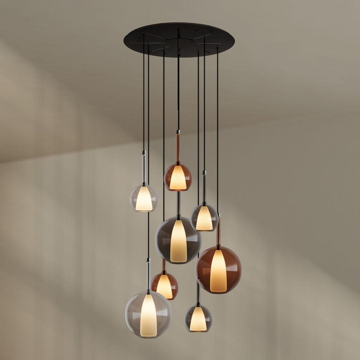GALERIELEUCHTE Belluna 8-flammig Mehrfarbig Ø 14/24cm - Multicolor, Glas (24/24/45cm) - s.luce