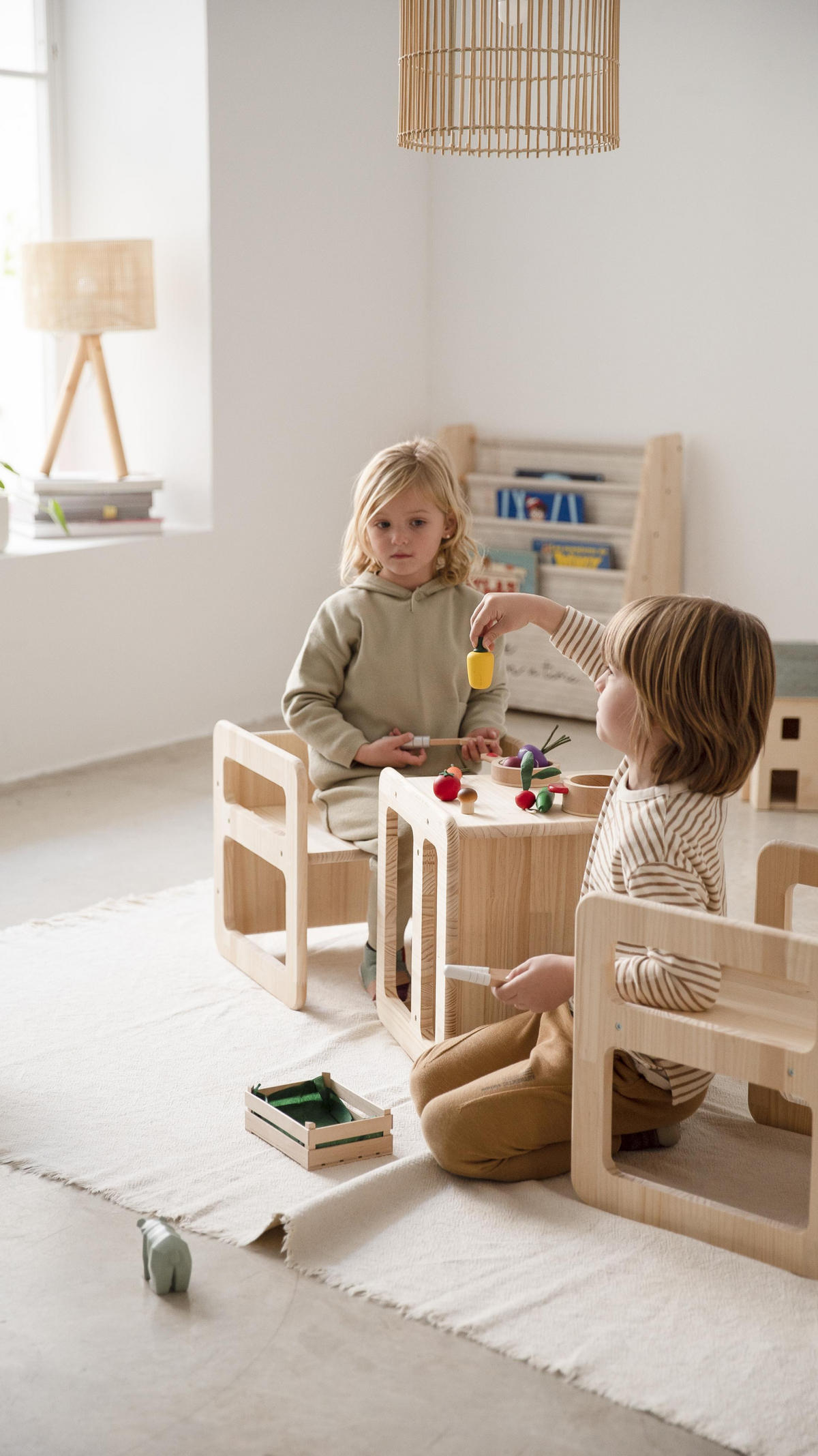 STUHL-SET 3tlg. aus naturfarbenem Kiefernholz MONTESSORI - Beige, Holz (40/40/40cm) - RNT By Really Nice Things