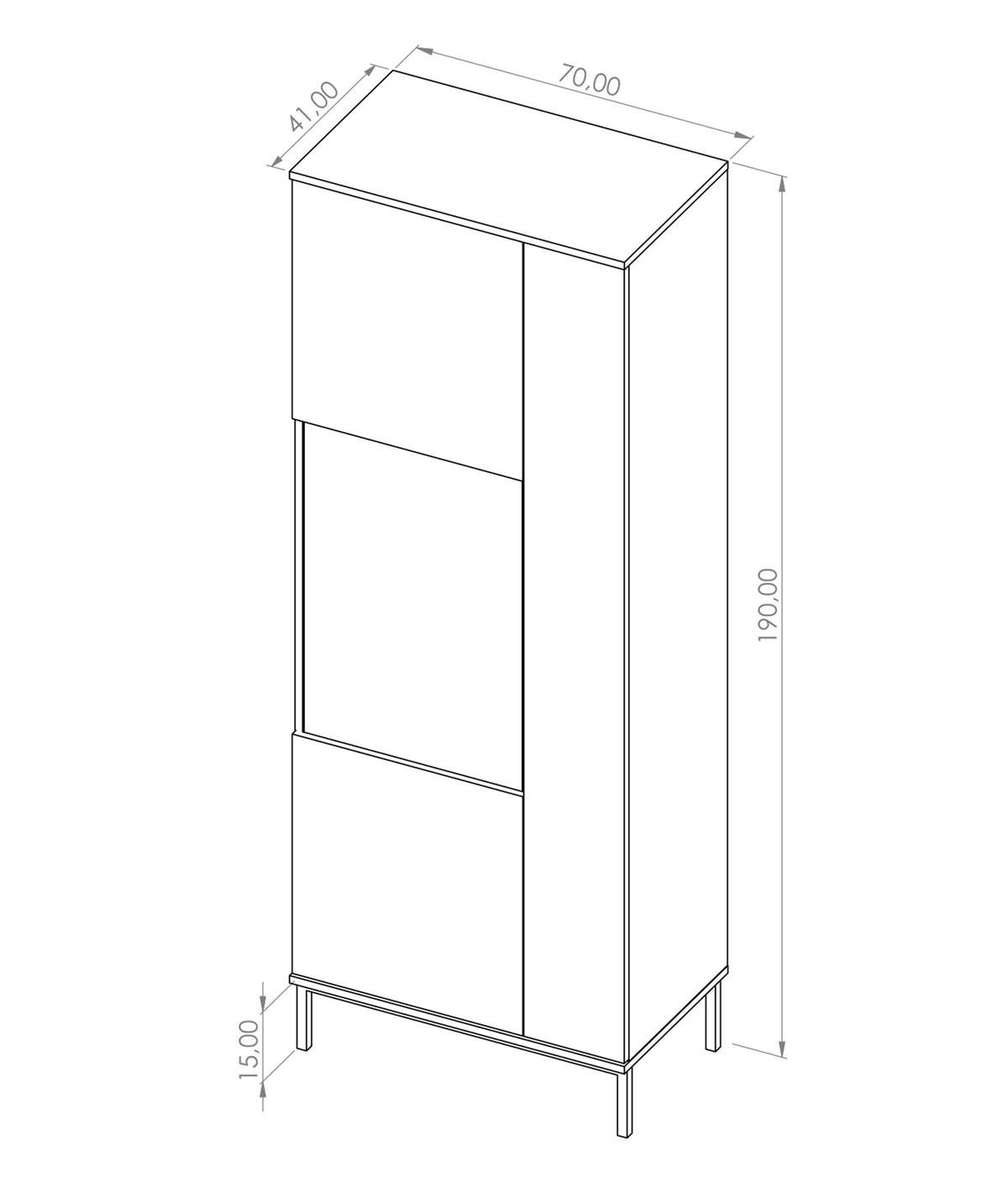 VITRINE Queba 2T Weiß 70/190/41 cm – Vitrine weiß mit Glastüren - Schwarz/Weiß, Holzwerkstoff (70/190/41cm) - AX Living