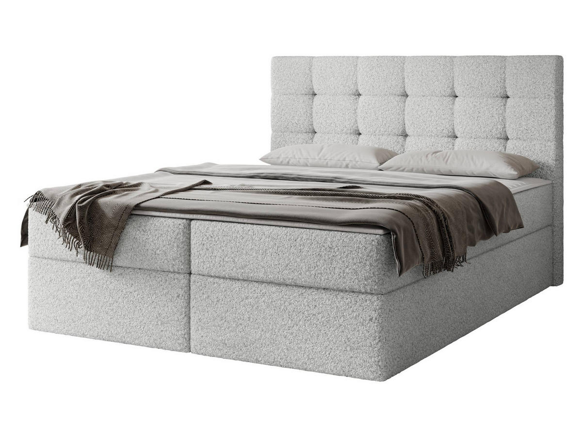 BOXBETT Luanda Boucle - H3 - Hellgrau, Holzwerkstoff/Textil (180/200cm) - MIRJAN24