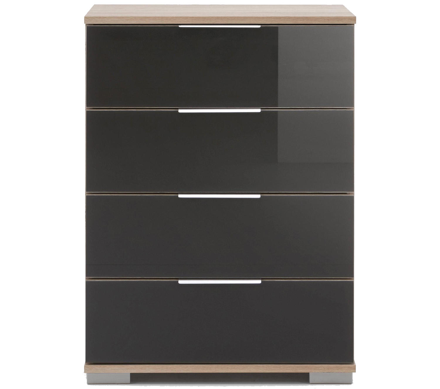 NACHTTISCH Eiche Sägerau / Grauglas 52 / 38 / 74cm - Eichefarben, Holz/Holzwerkstoff (52/74/38cm) - Wimex