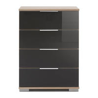 NACHTTISCH Eiche Sägerau / Grauglas 52 / 38 / 74cm - Eichefarben, Holz/Holzwerkstoff (52/74/38cm) - Wimex
