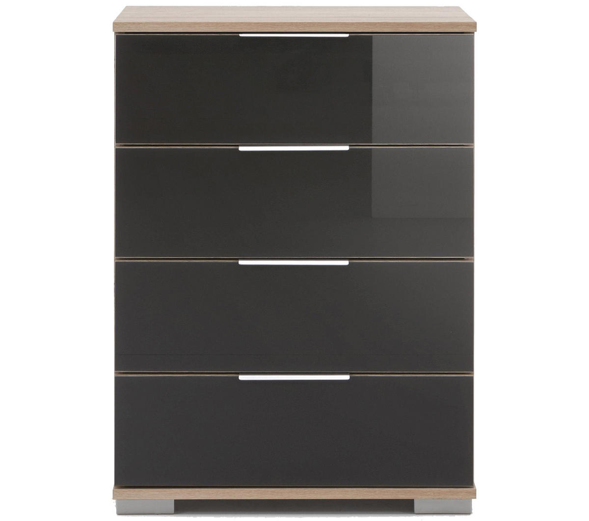 NACHTTISCH Eiche Sägerau / Grauglas 52 / 38 / 74cm - Eichefarben, Holz/Holzwerkstoff (52/74/38cm) - Wimex