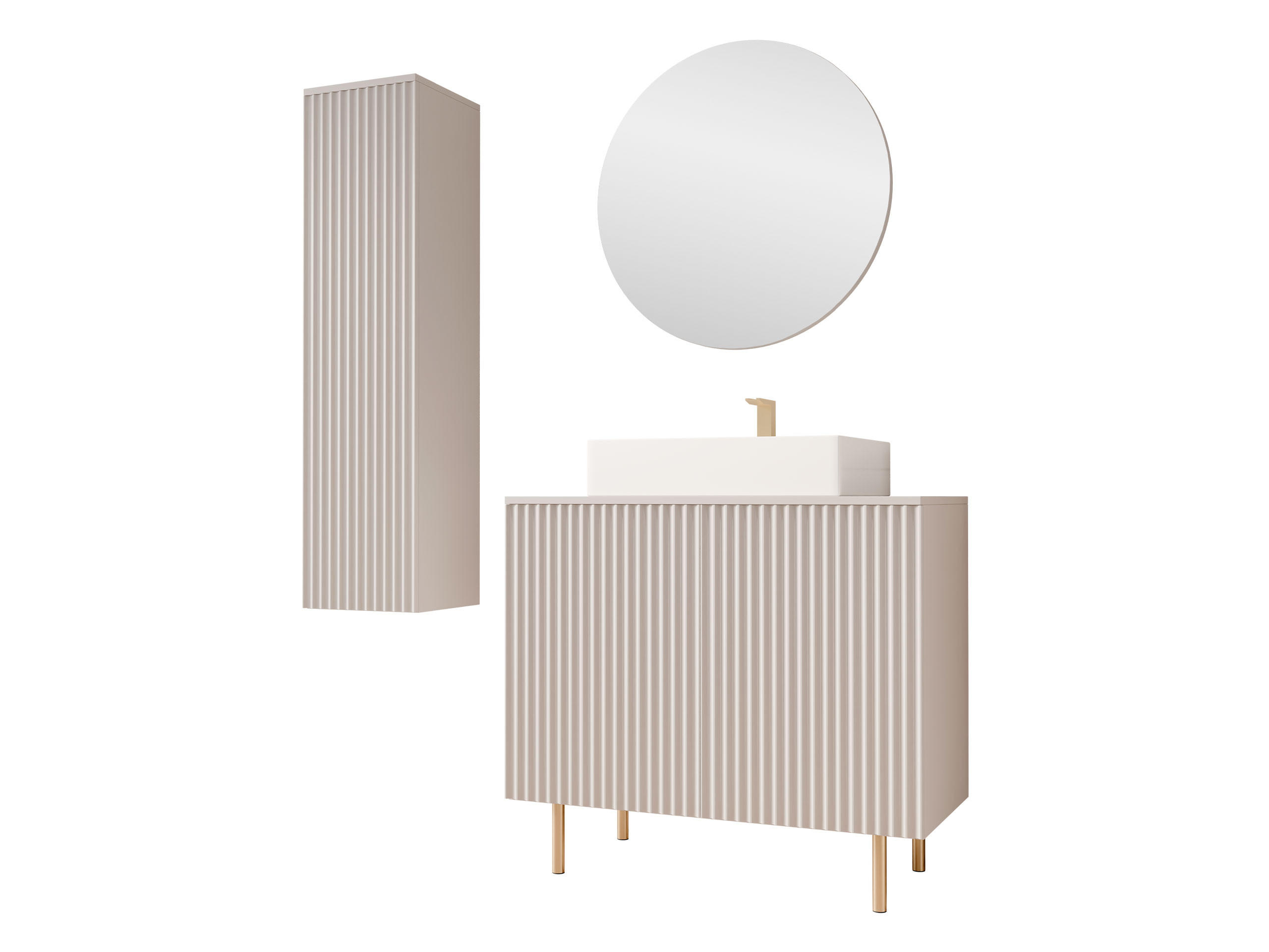 BADMÖBEL-SET Nubia II - Kaschmir/Goldfarben, Holzwerkstoff/Metall (87/79/45cm) - MIRJAN24