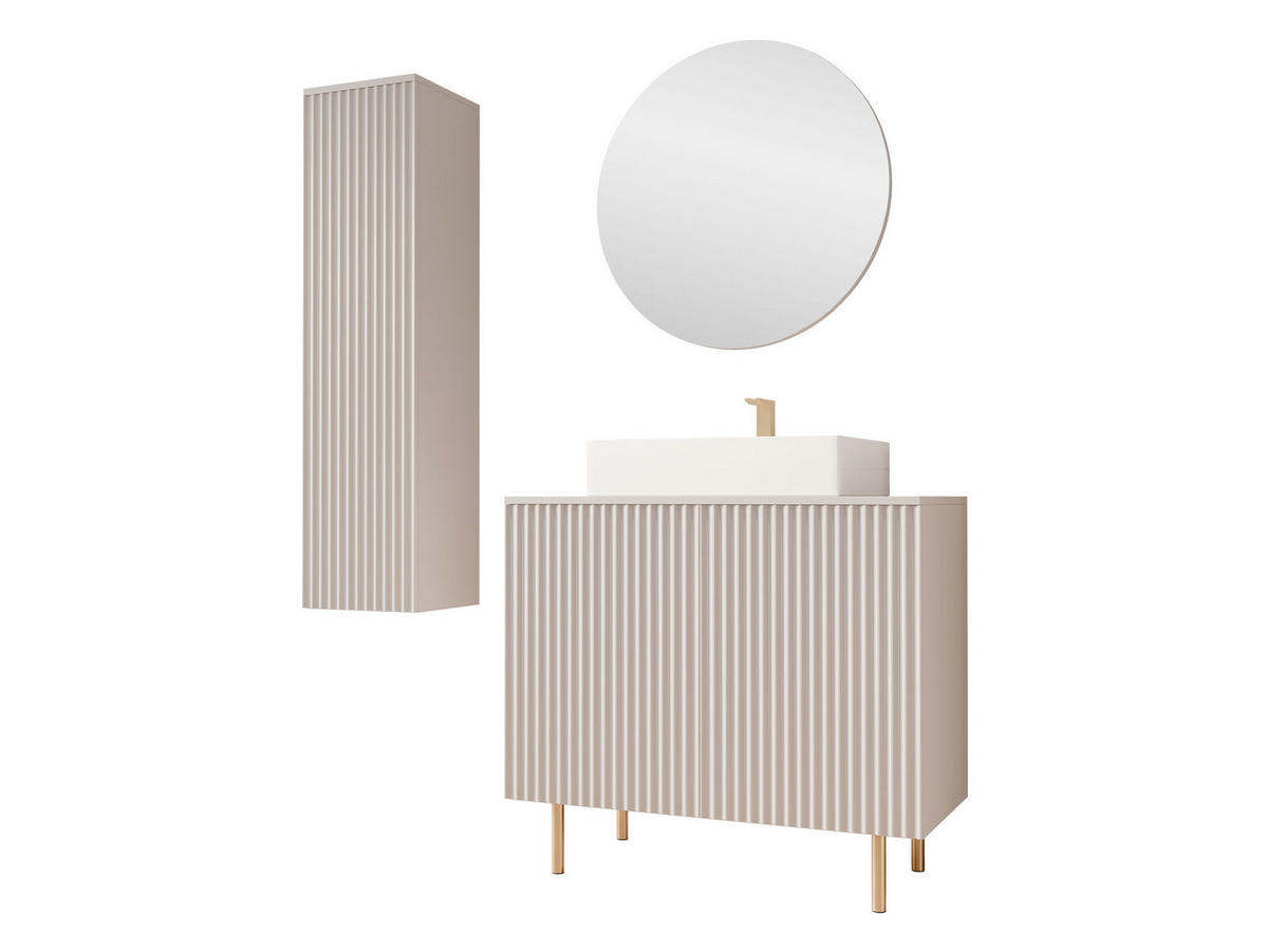 BADMÖBEL-SET Nubia II - Kaschmir/Goldfarben, Holzwerkstoff/Metall (87/79/45cm) - MIRJAN24