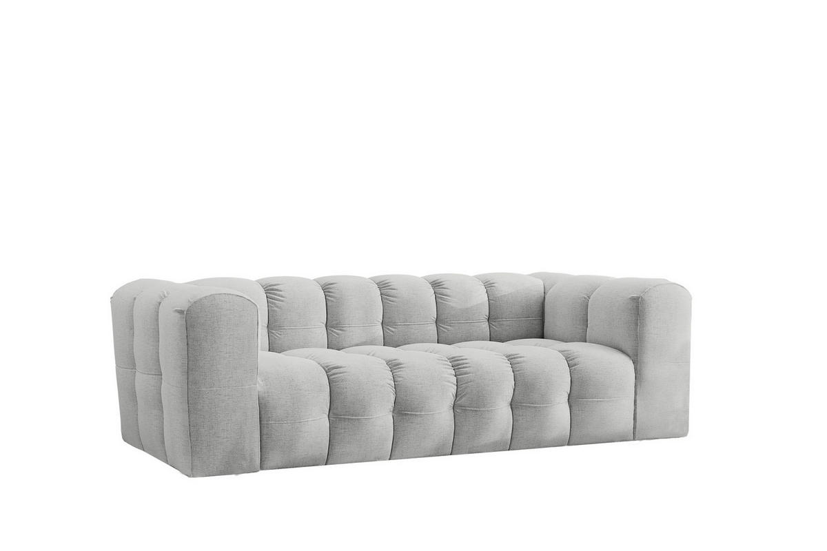 SOFA 3-Sitzer, Komfort, BALOO, Stoff Schenille, Hellgrau - Hellgrau, Holz (222/75/106cm) - Kaiser Möbel