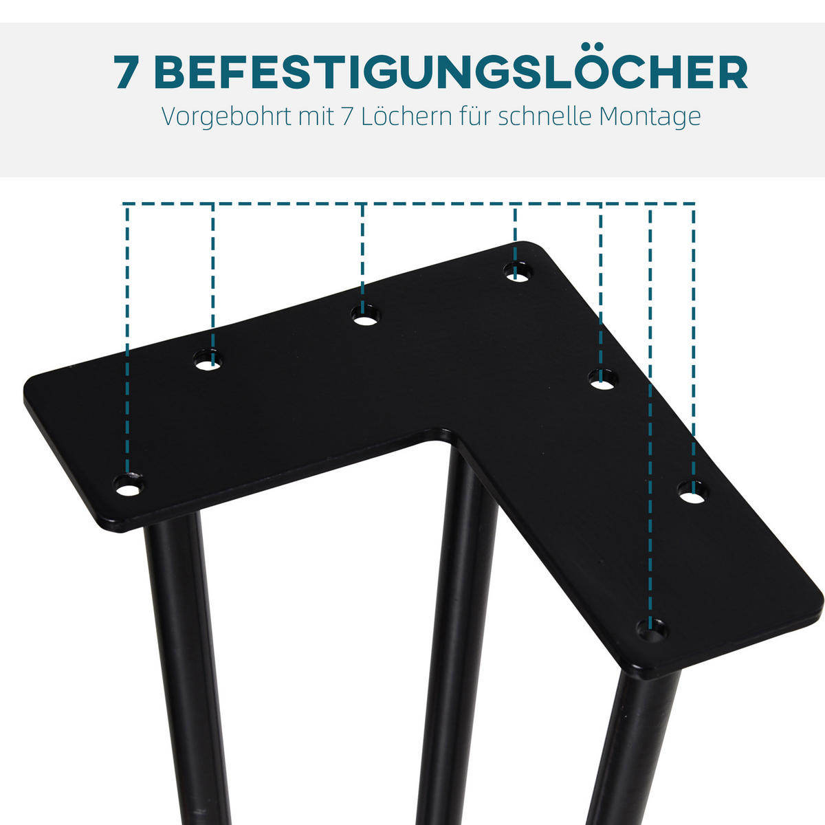 TISCHBEINE 4er-Set Tischfüße, Schwarz, 12 x 12 x 72 cm - Schwarz, Metall (12/71/12cm) - HOMCOM