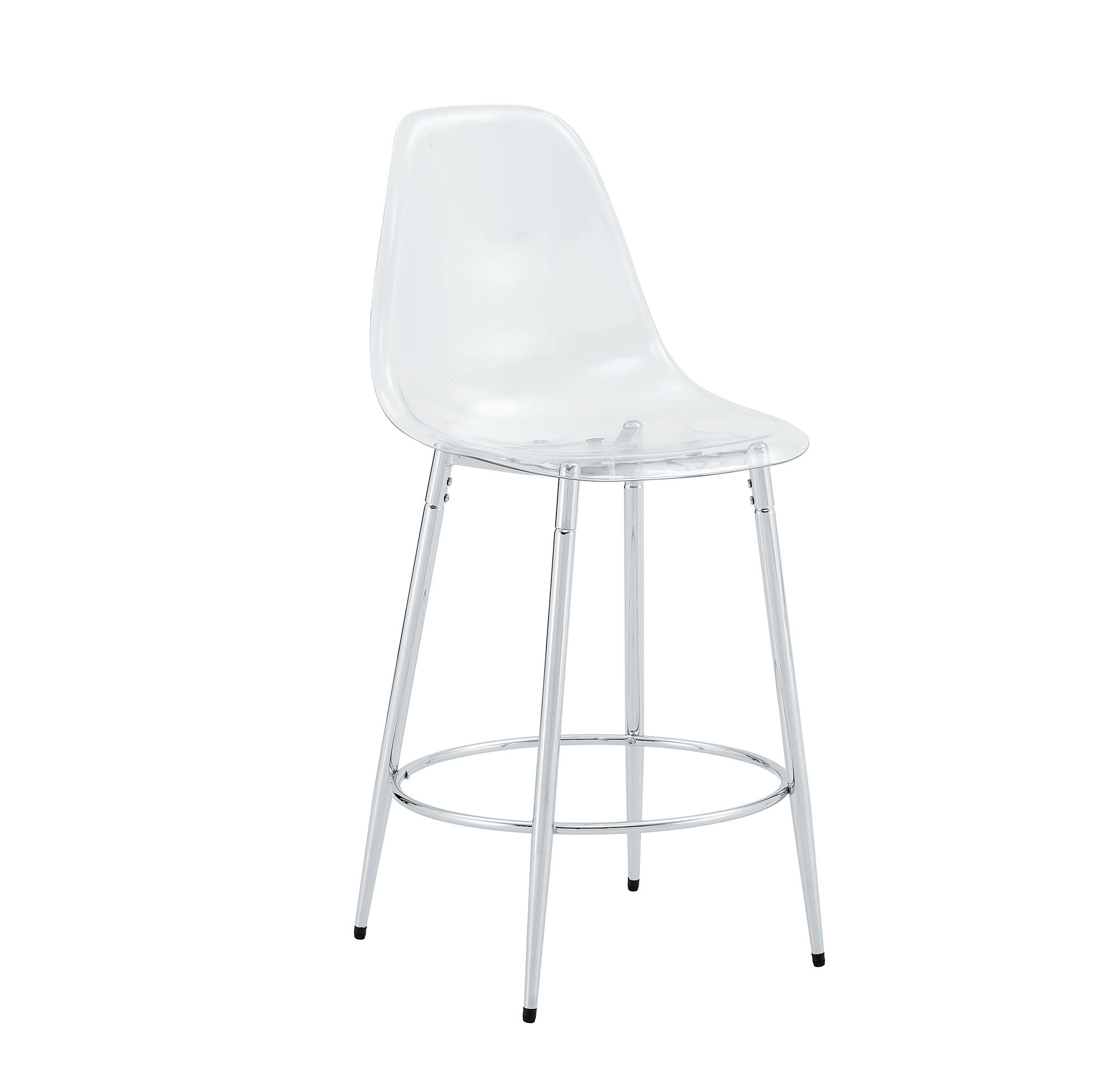 BARHOCKER 2er-Set 66 cm transparent Silber - Silberfarben, Metall (48.5/102/48.5cm) - Meubliv