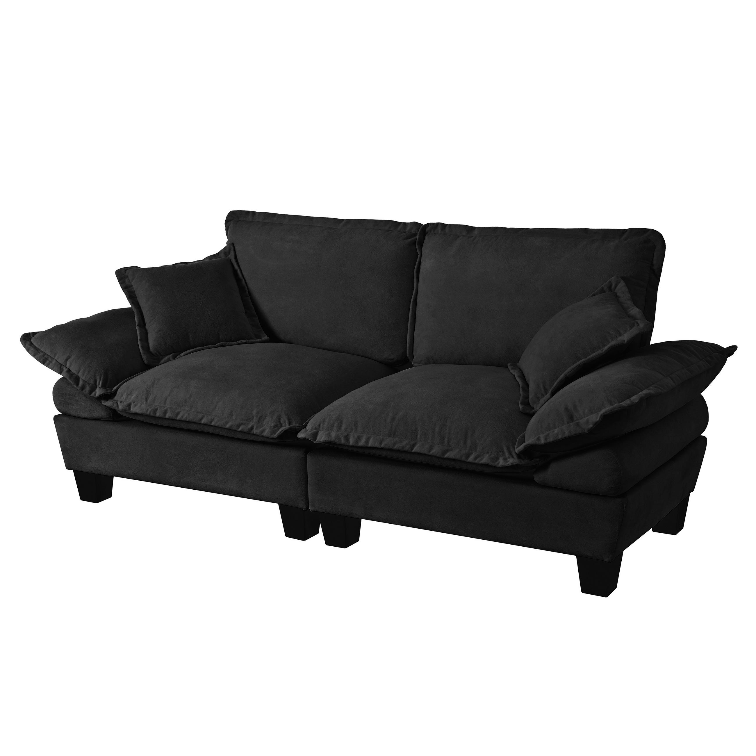 2-SITZER-SOFA DE-34656 mit abnehmbaren Armlehnen Schwarz - Schwarz, Holzwerkstoff (82/90/194cm) - ComfortXL